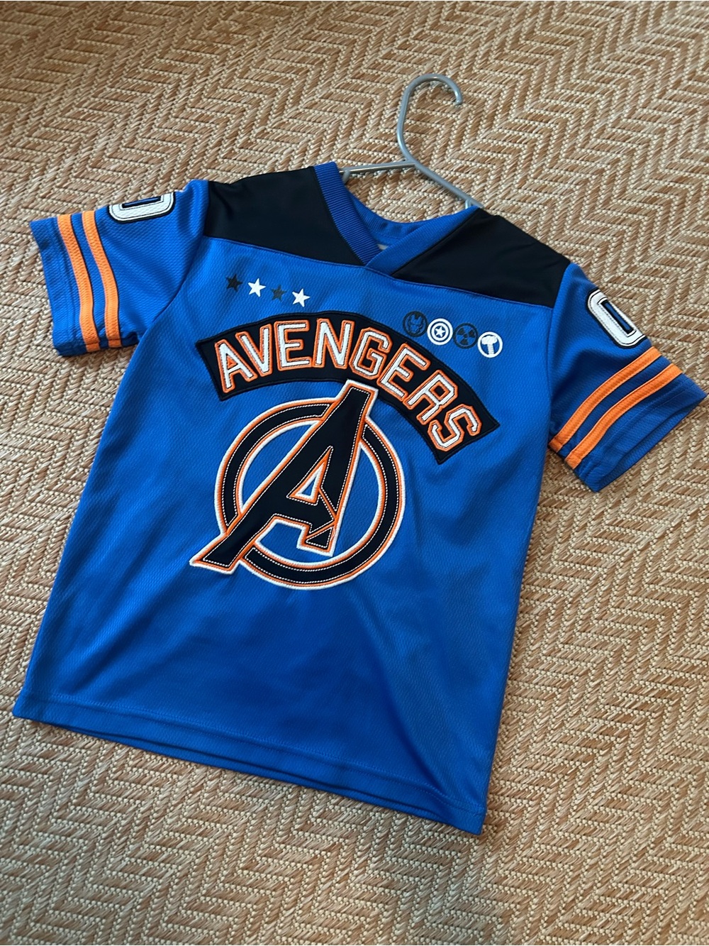 Marvel Blue and Orange Avengers Boys' Short Sleeve Jersey
